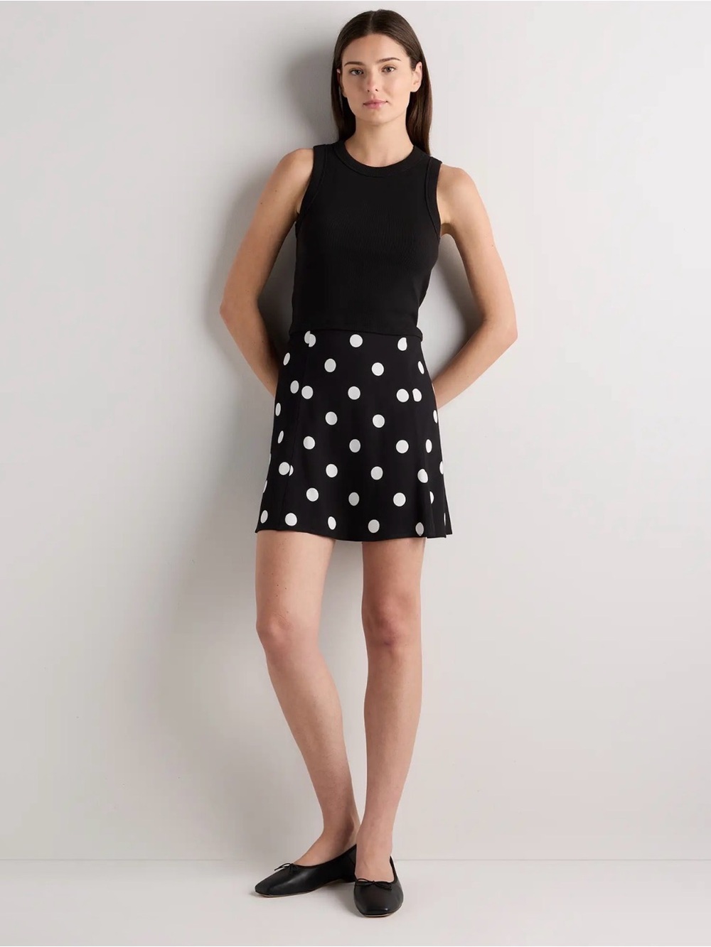 Quince Lightweight Crepe A-Line Mini Skirt Large Dot M